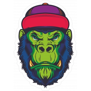 Goril 5 Sticker 10x10 cmRenkli Sticker