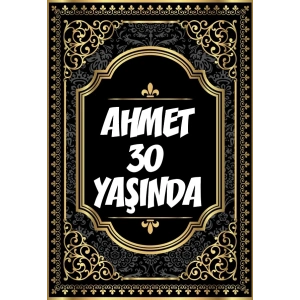 Altın Desenli Klasik Temalı Doğum Günü Afişi -2 70X100 cm