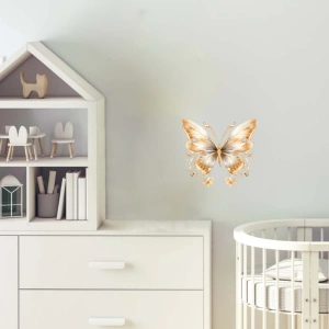 Altın Parıltılı Kelebek Duvar Stickerı