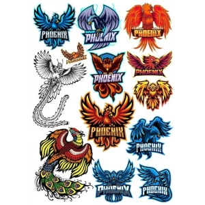 Anka Kuşu Phoneix Sticker Set-1 12 Parça Telefon, Tablet, Defter, Laptop Sticker