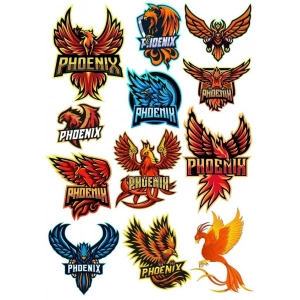 Anka Kuşu Phoneix Sticker Set-2 12 Parça Telefon, Tablet, Defter, Laptop Sticker