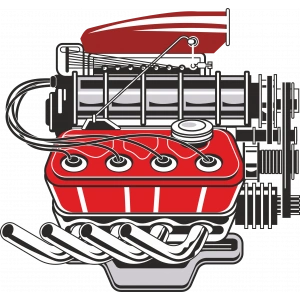 Araba Motoru 4 Sticker 10x10 cmRenkli Sticker