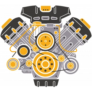 Araba Motoru 7 Sticker 10x10 cmRenkli Sticker