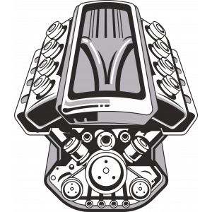 Araba Motoru 8 Sticker 10x10 cmRenkli Sticker