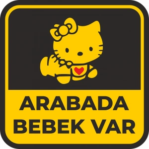 Arabada Bebek Var 2 Sticker 10x10 cmRenkli Sticker