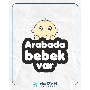 Arabada Bebek Var Sticker 3 10x10 cmRenkli Sticker