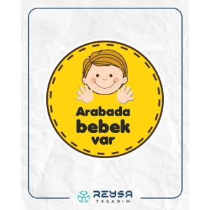 Arabada Bebek Var Sticker 4 10x10 cmRenkli Sticker