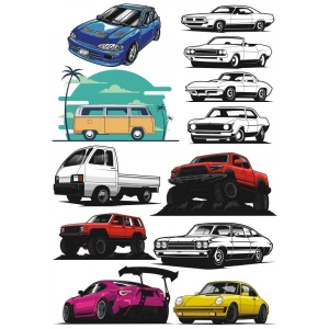 Arabalar Sticker Set-3 13 Parça Telefon, Tablet, Defter, Laptop Sticker