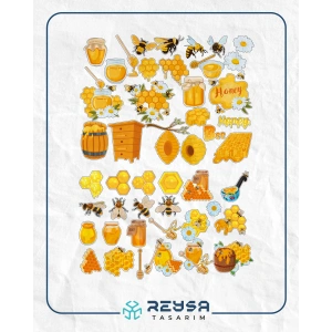 Arı Bal Sticker Set 15 Parça Telefon, Tablet, Defter, Laptop Sticker