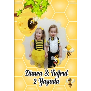 Arı Temalı Doğum Günü Afişi 100X150 cm