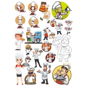 Aşçı Chef Sticker Set-2 27 Parça Telefon, Tablet, Defter, Laptop Sticker