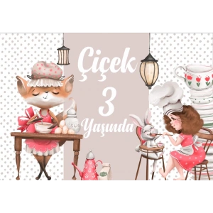 Aşçı Hayvanlar Temalı Doğuım Günü Afişi 70X100 cm