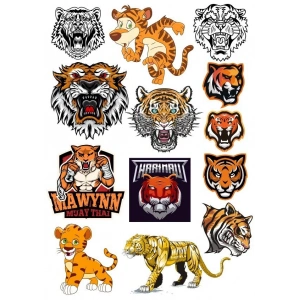 Aslan ve Kaplan Sticker Set 13 Parça Telefon, Tablet, Defter, Laptop Sticker