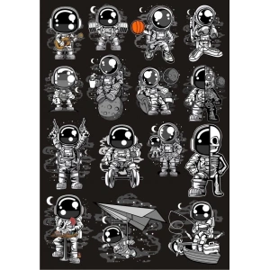 Astoronot Sticker Set 15 20 Parça Telefon, Tablet, Defter, Laptop Sticker