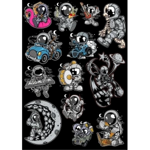 Astronot Sticker Set 13 13 Parça Telefon, Tablet, Defter, Laptop Sticker