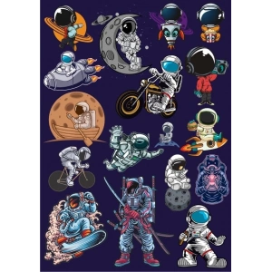 Astronot Sticker Set 16 Parça Telefon, Tablet, Defter, Laptop Sticker
