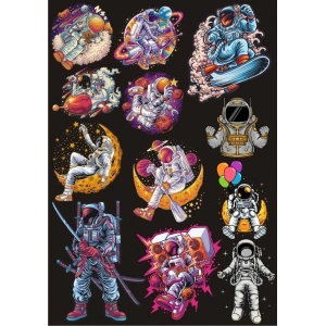 Astronot Sticker Set 7 12 Parça Telefon, Tablet, Defter, Laptop Sticker