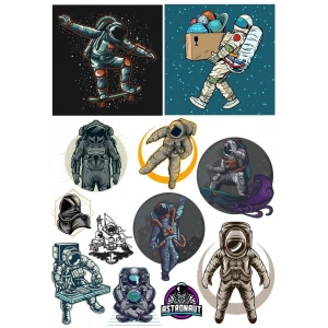 Astronot Stikcer Set-2 12 Parça Telefon, Tablet, Defter, Laptop Sticker