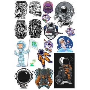 Astronot Stikcer Set-3 16 Parça Telefon, Tablet, Defter, Laptop Sticker