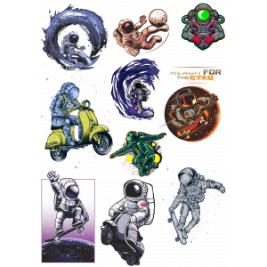 Astronot Temalı Sticker Set-1 10 Parça Telefon, Tablet, Defter, Laptop Sticker