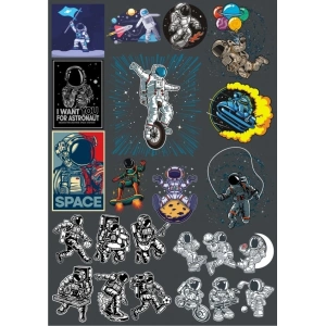 Astronot ve Uzay Sticker Set 5 20 Parça Telefon, Tablet, Defter, Laptop Sticker