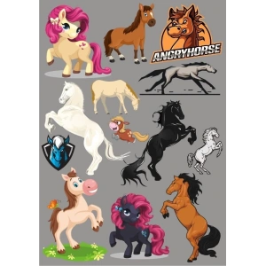 At ve Unicorn Sticker Set 12 Parça Telefon, Tablet, Defter, Laptop Sticker
