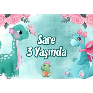 Dinozorlar Temalı Doğum Günü Afişi 50X70 cm