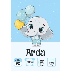 Sevimli Fil Temalı Yaş Panosu