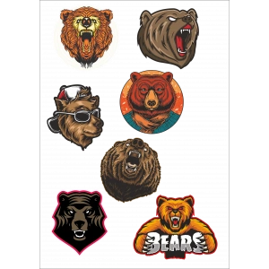 Ayı Sticker Set -1 7 Parça Telefon, Tablet, Defter, Laptop Sticker