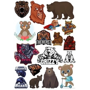 Ayı Sticker Set-15 15 Parça Telefon, Tablet, Defter, Laptop Sticker