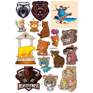 Ayı Sticker Set-19 17 Parça Telefon, Tablet, Defter, Laptop Sticker