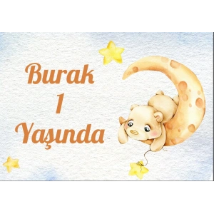 Ay Temalı Doğum Günü Afişi 50X70 cm