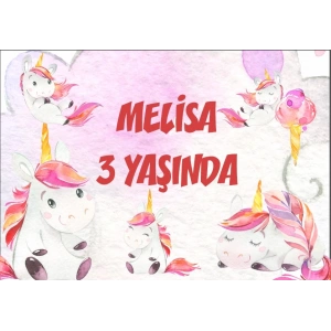 Unicorn Temalı Doğum Günü Afişi 50X70 cm
