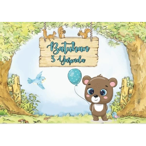 Ayıcık Temalı Doğum Günü Afişi 70X100 cm