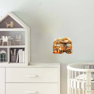 Ayıcık ve Kabaklı Sonbahar Karavanı Duvar Stickerı