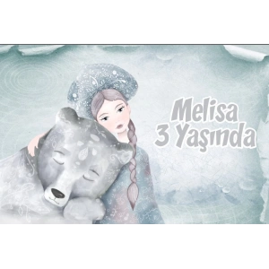 Ayıcık ve Prenses Temalı Doğum Günü Afişi 100X150 cm