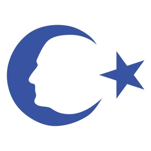 Ayyıldız ve Atatürk Silüeti Sticker17x17 Cm Mavi