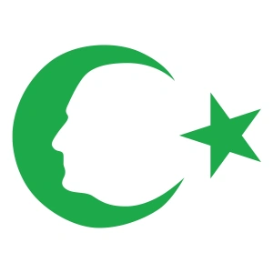 Ayyıldız ve Atatürk Silüeti Sticker17x17 Cm Yeşil