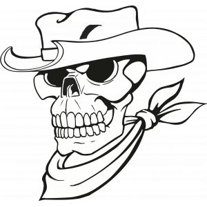 Kovboy Kurukafa Sticker 10x10 cmRenkli Sticker