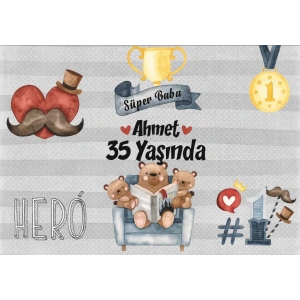 Baba Temalı Doğum Günü Afişi 35X50 cm