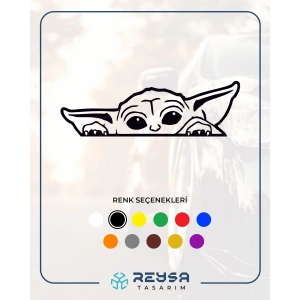 Baby Yoda Araba Stickeri 17x17 Cm Siyah