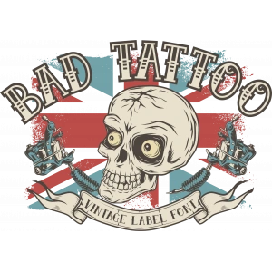 Bad Tattto Kurukafa Sticker 10x10 cmRenkli Sticker