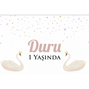 Kuğu Temalı Doğum Günü Afişi 35X50 cm