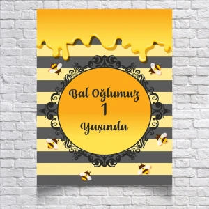 Bal Temalı Doğum Günü Afişi 35x50 Cm