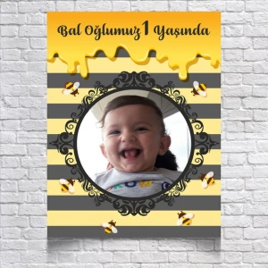 Bal Temalı Doğum Günü Afişi Resimli 35x50 Cm