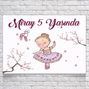 Balerin Temalı Doğum Günü Afişi 100X150 cm