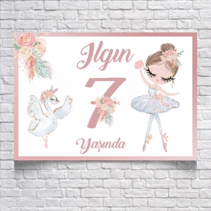Balerin Temalı Doğum Günü Afişi 100X150 cm