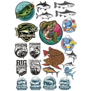 Balık Balıkçı Sticker Set 17 Parça Telefon, Tablet, Defter, Laptop Sticker