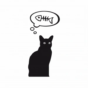 Balık Düşünen Kedi 17x17 Cm Sticker Folyo