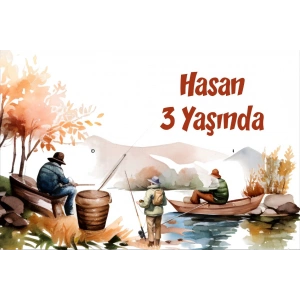 Balıkçılık Temalı Doğum Günü Afişi 50X70 cm